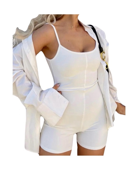 White Fox Boutique Pants - NWT Sexy Playsuit Clearly Into You Off White Romper Bodycon XS